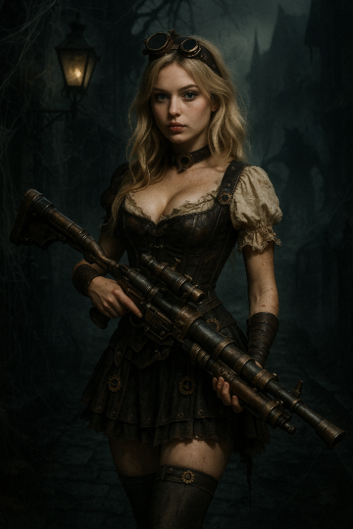 Steampunk Horror Sniper Girl